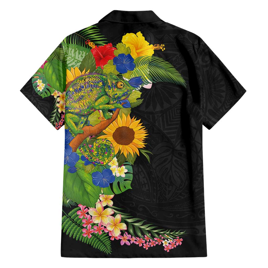 Hawaiian Tropical Plants and Chameleon Hawaiian Shirt Polynesian Art Colorful LT03 - Polynesian Pride