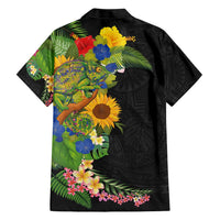 Hawaiian Tropical Plants and Chameleon Hawaiian Shirt Polynesian Art Colorful LT03 - Polynesian Pride