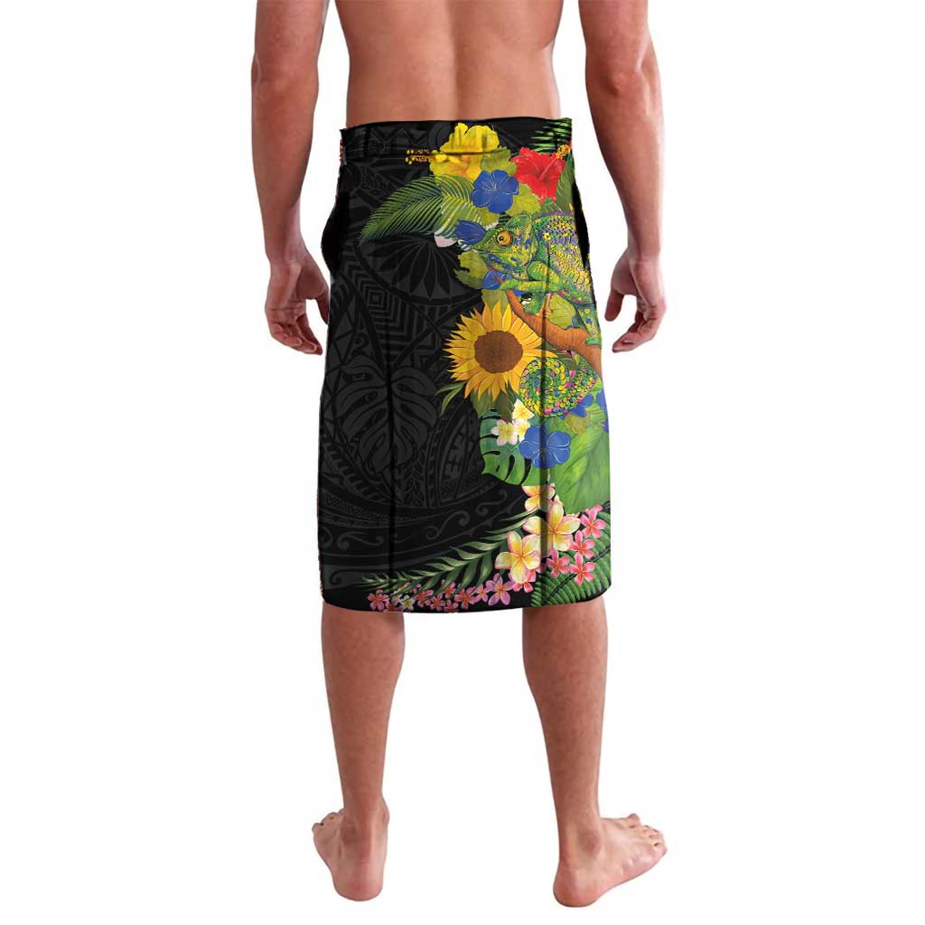 Hawaiian Tropical Plants and Chameleon Lavalava Polynesian Art Colorful LT03 - Polynesian Pride