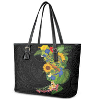 Hawaiian Tropical Plants and Chameleon Leather Tote Bag Polynesian Art Colorful LT03 - Polynesian Pride