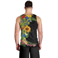Hawaiian Tropical Plants and Chameleon Men Tank Top Polynesian Art Colorful LT03 - Polynesian Pride