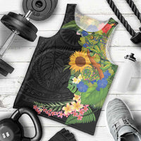 Hawaiian Tropical Plants and Chameleon Men Tank Top Polynesian Art Colorful LT03 - Polynesian Pride