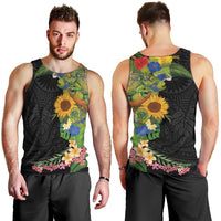 Hawaiian Tropical Plants and Chameleon Men Tank Top Polynesian Art Colorful LT03 - Polynesian Pride