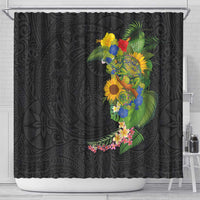 Hawaiian Tropical Plants and Chameleon Shower Curtain Polynesian Art Colorful LT03 - Polynesian Pride