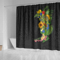 Hawaiian Tropical Plants and Chameleon Shower Curtain Polynesian Art Colorful LT03 - Polynesian Pride