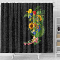 Hawaiian Tropical Plants and Chameleon Shower Curtain Polynesian Art Colorful LT03 - Polynesian Pride