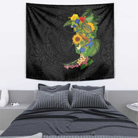 Hawaiian Tropical Plants and Chameleon Tapestry Polynesian Art Colorful LT03 - Polynesian Pride