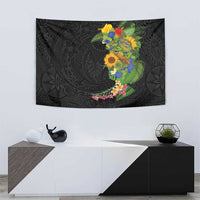 Hawaiian Tropical Plants and Chameleon Tapestry Polynesian Art Colorful LT03 - Polynesian Pride