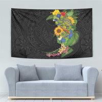 Hawaiian Tropical Plants and Chameleon Tapestry Polynesian Art Colorful LT03 - Polynesian Pride
