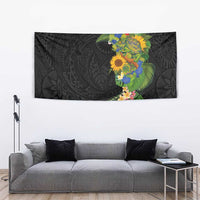 Hawaiian Tropical Plants and Chameleon Tapestry Polynesian Art Colorful LT03 - Polynesian Pride
