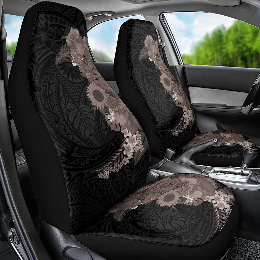 Hawaiian Tropical Plants and Chameleon Car Seat Cover Polynesian Art Grayscale LT03 - Polynesian Pride