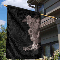 Hawaiian Tropical Plants and Chameleon Garden Flag Polynesian Art Grayscale LT03 - Polynesian Pride