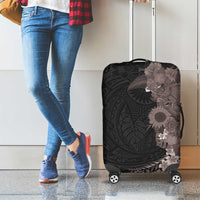 Hawaiian Tropical Plants and Chameleon Luggage Cover Polynesian Art Grayscale LT03 - Polynesian Pride