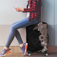 Hawaiian Tropical Plants and Chameleon Luggage Cover Polynesian Art Grayscale LT03 - Polynesian Pride