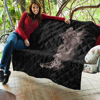 Hawaiian Tropical Plants and Chameleon Quilt Polynesian Art Grayscale LT03 - Polynesian Pride