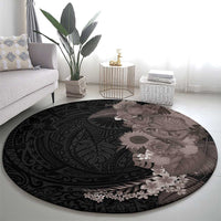 Hawaiian Tropical Plants and Chameleon Round Carpet Polynesian Art Grayscale LT03 - Polynesian Pride