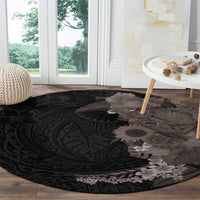 Hawaiian Tropical Plants and Chameleon Round Carpet Polynesian Art Grayscale LT03 - Polynesian Pride