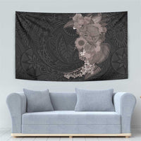 Hawaiian Tropical Plants and Chameleon Tapestry Polynesian Art Grayscale LT03 - Polynesian Pride