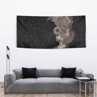 Hawaiian Tropical Plants and Chameleon Tapestry Polynesian Art Grayscale LT03 - Polynesian Pride