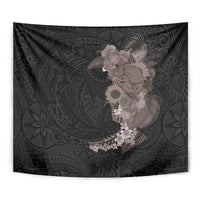 Hawaiian Tropical Plants and Chameleon Tapestry Polynesian Art Grayscale LT03 - Polynesian Pride