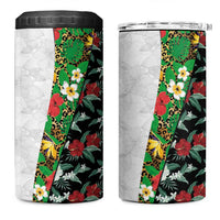 Hawaiian Tropical Flowers and Leaves 4 in 1 Can Cooler Tumbler on Leopard Pattern Half Style White-Black Version LT03 One Size: 16 oz White - Polynesian Pride