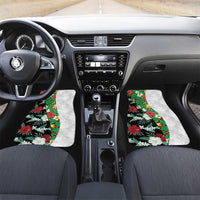 Hawaiian Tropical Flowers and Leaves Car Mats on Leopard Pattern Half Style White-Black Version LT03 Set 2pcs - Front White - Polynesian Pride