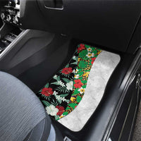 Hawaiian Tropical Flowers and Leaves Car Mats on Leopard Pattern Half Style White-Black Version LT03 - Polynesian Pride