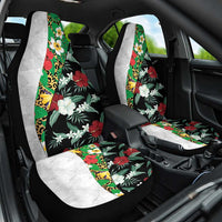 Hawaiian Tropical Flowers and Leaves Car Seat Cover on Leopard Pattern Half Style White-Black Version LT03 One Size White - Polynesian Pride