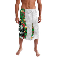 Hawaiian Tropical Flowers and Leaves Lavalava on Leopard Pattern Half Style White-Black Version LT03 White - Polynesian Pride