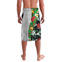 Hawaiian Tropical Flowers and Leaves Lavalava on Leopard Pattern Half Style White-Black Version LT03 - Polynesian Pride