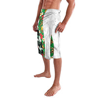Hawaiian Tropical Flowers and Leaves Lavalava on Leopard Pattern Half Style White-Black Version LT03 - Polynesian Pride