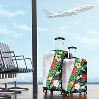 Hawaiian Tropical Flowers and Leaves Luggage Cover on Leopard Pattern Half Style White-Black Version LT03 - Polynesian Pride