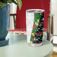 Hawaiian Tropical Flowers and Leaves Tumbler Cup on Leopard Pattern Half Style White-Black Version LT03 - Polynesian Pride