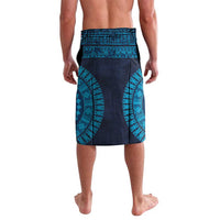 Fiji Coat of Arms Traditional Dashiki Lavalava Tapa Art and Palm Leaves Pattern Dark Navy Color LT03 - Polynesian Pride