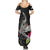 Polynesian Fiji Summer Maxi Dress Shark and Hibiscus Tapa Pattern Version LT03 - Polynesian Pride