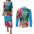 Malampa Fiji Day Couples Matching Puletasi Dress and Long Sleeve Button Shirts Tropical Plants Mix Polynesian and Tapa Pattern LT03 Blue - Polynesian Pride