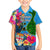 Malampa Fiji Day Family Matching Off Shoulder Long Sleeve Dress and Hawaiian Shirt Tropical Plants Mix Polynesian and Tapa Pattern LT03 Son's Shirt Blue - Polynesian Pride