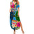 Malampa Fiji Day Summer Maxi Dress Tropical Plants Mix Polynesian and Tapa Pattern LT03 Women Blue - Polynesian Pride