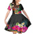 Penama Day Family Matching Off Shoulder Long Sleeve Dress and Hawaiian Shirt 16th September Polynesian Pattern with Pacific Flower LT03 Daughter's Dress Black - Polynesian Pride