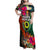 Penama Day Family Matching Off Shoulder Maxi Dress and Hawaiian Shirt 16th September Polynesian Pattern with Pacific Flower LT03 Mom's Dress Black - Polynesian Pride