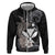 Hawaiian Whale and Kanaka Maoli Symbol Hoodie Hibiscus with Hawaii Map and Polynesian Tattoo Grayscale Color