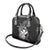 Hawaiian Whale and Kanaka Maoli Symbol Shoulder Handbag Hibiscus with Hawaii Map and Polynesian Tattoo Grayscale Color