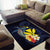 Hawaiian Whale and Kanaka Maoli Symbol Area Rug Hibiscus with Hawaii Map and Polynesian Tattoo Deep Sea Color