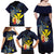 Hawaiian Whale and Kanaka Maoli Symbol Family Matching Off Shoulder Maxi Dress and Hawaiian Shirt Hibiscus with Hawaii Map and Polynesian Tattoo Deep Sea Color