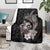 Hawaiian Whale and Volcanic Eruption Blanket Hibiscus and Kakau Pattern Grayscale Color