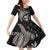 Hawaiian Whale and Volcanic Eruption Family Matching Off Shoulder Short Dress and Hawaiian Shirt Hibiscus and Kakau Pattern Grayscale Color