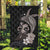 Hawaiian Whale and Volcanic Eruption Garden Flag Hibiscus and Kakau Pattern Grayscale Color