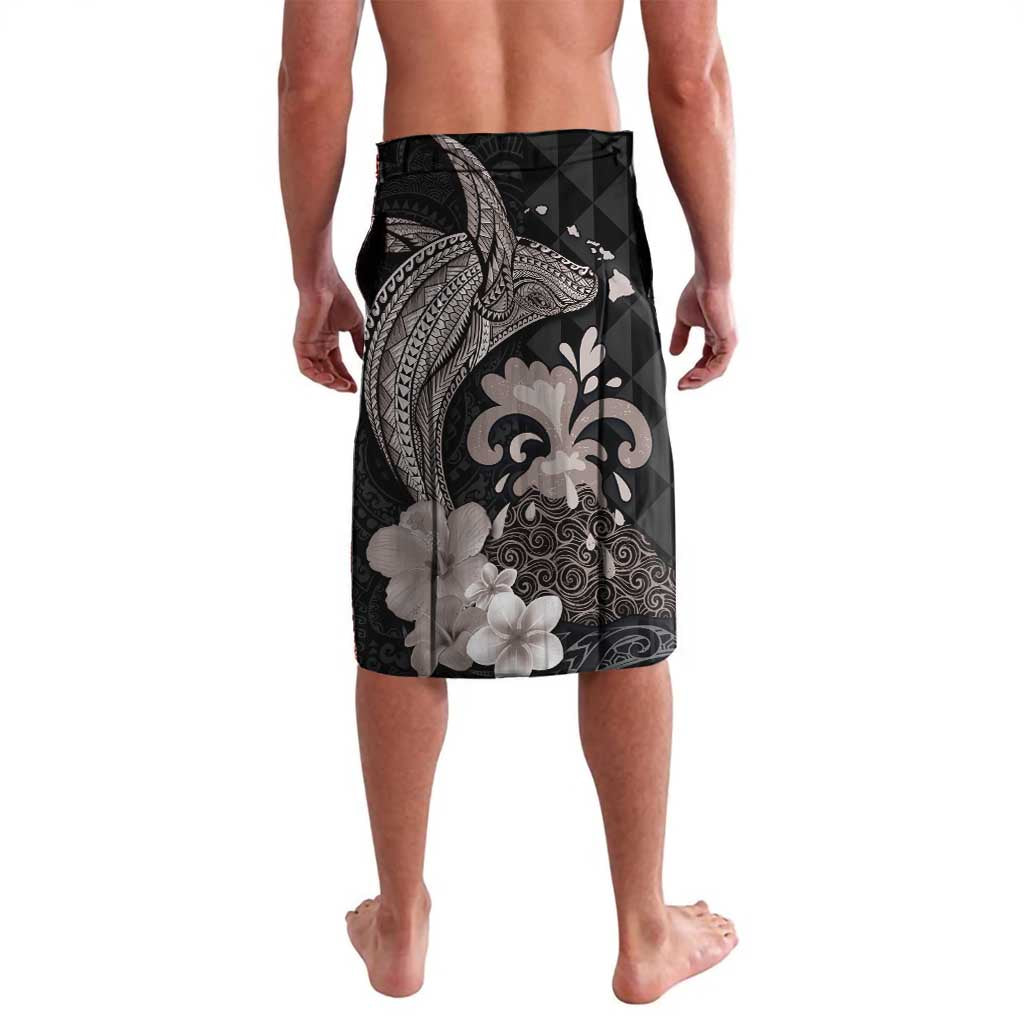 Hawaiian Whale and Volcanic Eruption Lavalava Hibiscus and Kakau Pattern Grayscale Color LT03 - Polynesian Pride