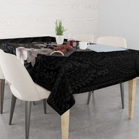 Hawaiian Whale and Volcanic Eruption Tablecloth Hibiscus and Kakau Pattern Grayscale Color LT03 - Polynesian Pride