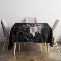 Hawaiian Whale and Volcanic Eruption Tablecloth Hibiscus and Kakau Pattern Grayscale Color LT03 - Polynesian Pride